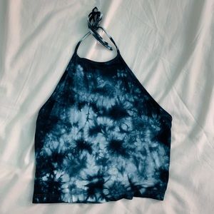 Blue tie dye halter top